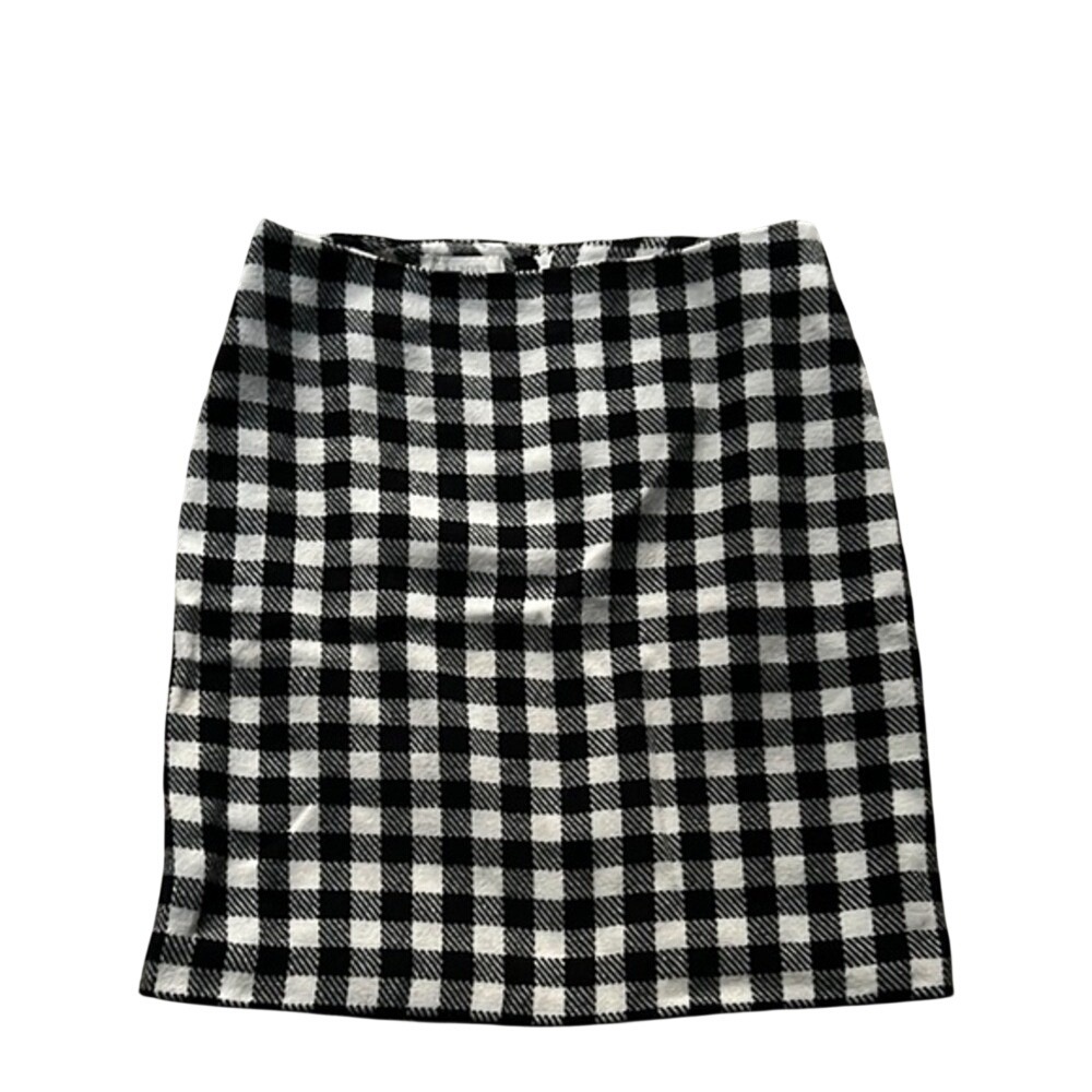 Talbots Petites Black White Gingham Plaid‎ Mini Skirt Size 8P